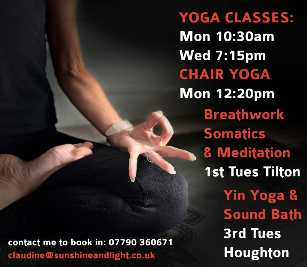 Yoga class Leicester, Sound baths Leicester, Oakham, Breathwork Leicester, Somatics Leicester, Meditation Leicester, Yin Yoga Leicester
